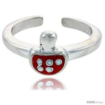 Sterling Silver Child Size Mushroom Ring, w/ Red Enamel Design, 5/16in  (8 mm)  - $35.94