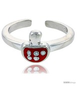 Sterling Silver Child Size Mushroom Ring, w/ Red Enamel Design, 5/16in  ... - £28.62 GBP