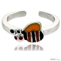 Sterling Silver Child Size Bumble Bee Ring, w/ Yellow, Black & Orange Enamel  - $35.94