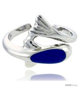 Sterling Silver Child Size Dolphin Ring, w/ Blue Enamel Design, 7/16in  ... - £28.72 GBP