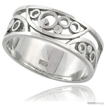 Size 6 - Sterling Silver Fancy Ring Flawless finish w/ Curves &amp; Bubbles, 5/16  - £26.48 GBP