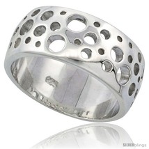Size 6 - Sterling Silver Dome Ring Flawless finish w/ Bubbles, 3/8 in  - £46.22 GBP