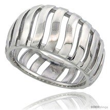 Size 6 - Sterling Silver Dome Ring Flawless finish w/ Bars, 1/2 in  - £36.20 GBP