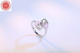 925 Sterling Silver adjustable beautiful ring bunny with pink stone DLG79 - $15.99
