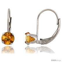 D natural citrine leverback earrings 5mm brilliant cut november birthstone 9 16 in tall thumb200