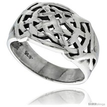 Size 10 - Sterling Silver Celtic Knot Pattern Ring 1/2 in  - £28.26 GBP