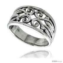 Size 10 - Sterling Silver Swirl Ring 1/2 in  - £21.59 GBP