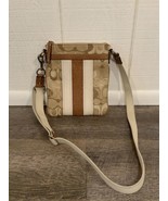 Crossbody Bag Purse Signature C Pattern 2 Tone Leather Stripes Metal Har... - $24.70