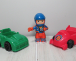 Fisher Price Little People bendable orange race car driver red green rac... - £10.19 GBP