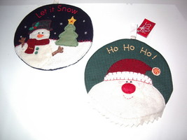 Russ Berrie Christmas Potholder Trivets 8&quot; Santa &amp; Snowman - £15.97 GBP