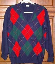 Neiman Marcus 100% Cashmere Navy Argyle sweater Medium - $49.99