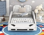 Twin Size Race Car-Shaped Platform Bed With Wheels For Kids Toddlers Boy... - $617.99