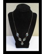 Vintage Native American .925 Sterling & Turquoise Necklace Signed LMY N056 22" - $296.01