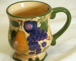 Granada Home Trends Coffee Tea Mug Various Fruit on Tan Green Band &amp;Trim - $12.86