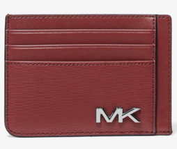 Michael Kors Cooper Slim Card Wallet Metal Logo Dark Cherry 36F3COLD1X N... - $19.79