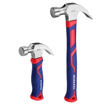 WORKPRO 2 Piece Claw Hammer Set, 8 oz Mini Stubby Claw Hammer&amp;16 oz Fibe... - £25.15 GBP