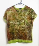 YAL New York Women&#39;s Shirt Size S, multi-color front, green back, 21&quot; long - £6.32 GBP