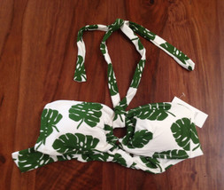 New Ann Taylor LOFT Green Leaf White Bandeau Halter Swim Bikini Top XS S... - £15.72 GBP