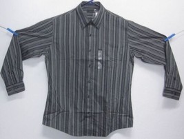 J. Ferrar Nwt Long Sleeve Black Dobby Stripe Dress Shirt Mens Large (16 -16.5) - £17.65 GBP