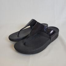 FitFlop Lulus Black Sequin Flip Flops Sandals Size 8 Women&#39;s Fitness Bea... - $486.43 MXN