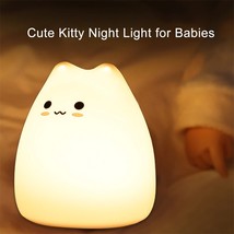 Mini Kawaii Cat Baby Night Lamp 7-color Pat Touch Color-changing Eye Pro... - £19.65 GBP