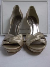 BCBG Max Azria Size 10 M Shannon Champagne Satin Open Toe Heels New Womens Shoes - £118.48 GBP