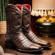 TUCSON Genuine Caiman Belly Skin Cowboy Boot from the Western CollectionAged Bro image 7