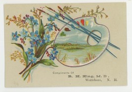 King MD Wolfeboro NH Victorian trade card artists pallet drugs fishing tackle ci - $14.00