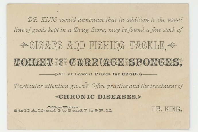 King MD Wolfeboro NH Victorian trade card artists pallet drugs fishing tackle ci Item image 2