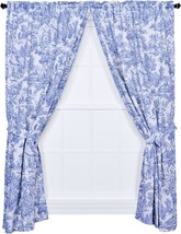 Ellis Curtain Victoria Park Toile 68-Inch By 84-Inch Tailored Panel Pair, Blue. - £31.21 GBP