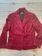 Ann Taylor Women&#39;s Red Wool Blazer Lined Double Button Front Pockets Size 10 - £19.34 GBP