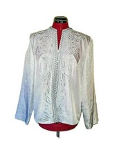 Adrianna Papell Jacket Silk Buttons Evening Party Embroidered Beaded Size 16 - £58.41 GBP