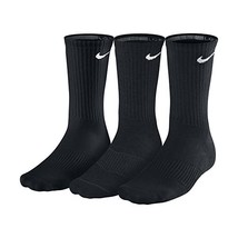 Nike Men&#39;s Cushion Crew Socks (Pack of 3), Black/White , SX4700-001 , Sm... - $43.00