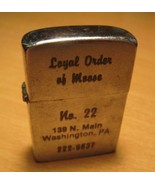 Vintage 5DZ LOYAL ORDER Of MOOSE No.22 Lodge Flip top Chrome Lighter - $5.99