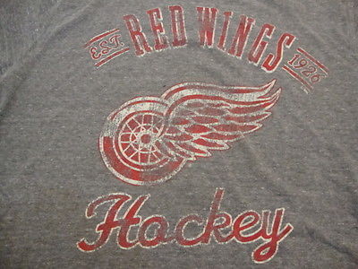NHL Detroit Red Wings National Hockey League Fan Soft Distressed Gray T Shirt M  - £13.44 GBP