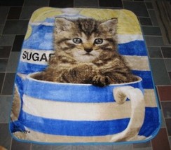 The Northwest Company Greg Cuddiford Kitten in Cup Cat Plush Throw Blanket - £54.91 GBP