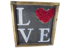 &quot;Love&quot; Heart Rustic Distressed Farmhouse Style Country Wood Sign home decor - £5.84 GBP