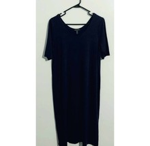 Eileen Fisher Viscose Jersey Round Neck Short Sleeve Dress Blue Petite L... - £39.16 GBP