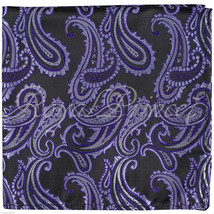 New Men Paisley Handkerchief Only Pocket Square Hanky PURPLE BLACK Weddi... - $5.27