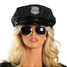 Cop Police Officer Hat Patrol Badge Costume Black Men&#39;s Women&#39;s CH105 Roma - £12.65 GBP