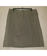 EXCELLENT WOMENS cj banks DISTRESSED OLIVE GREEN DENIM SKIRT W/ POCKETS ... - $49.11 CAD