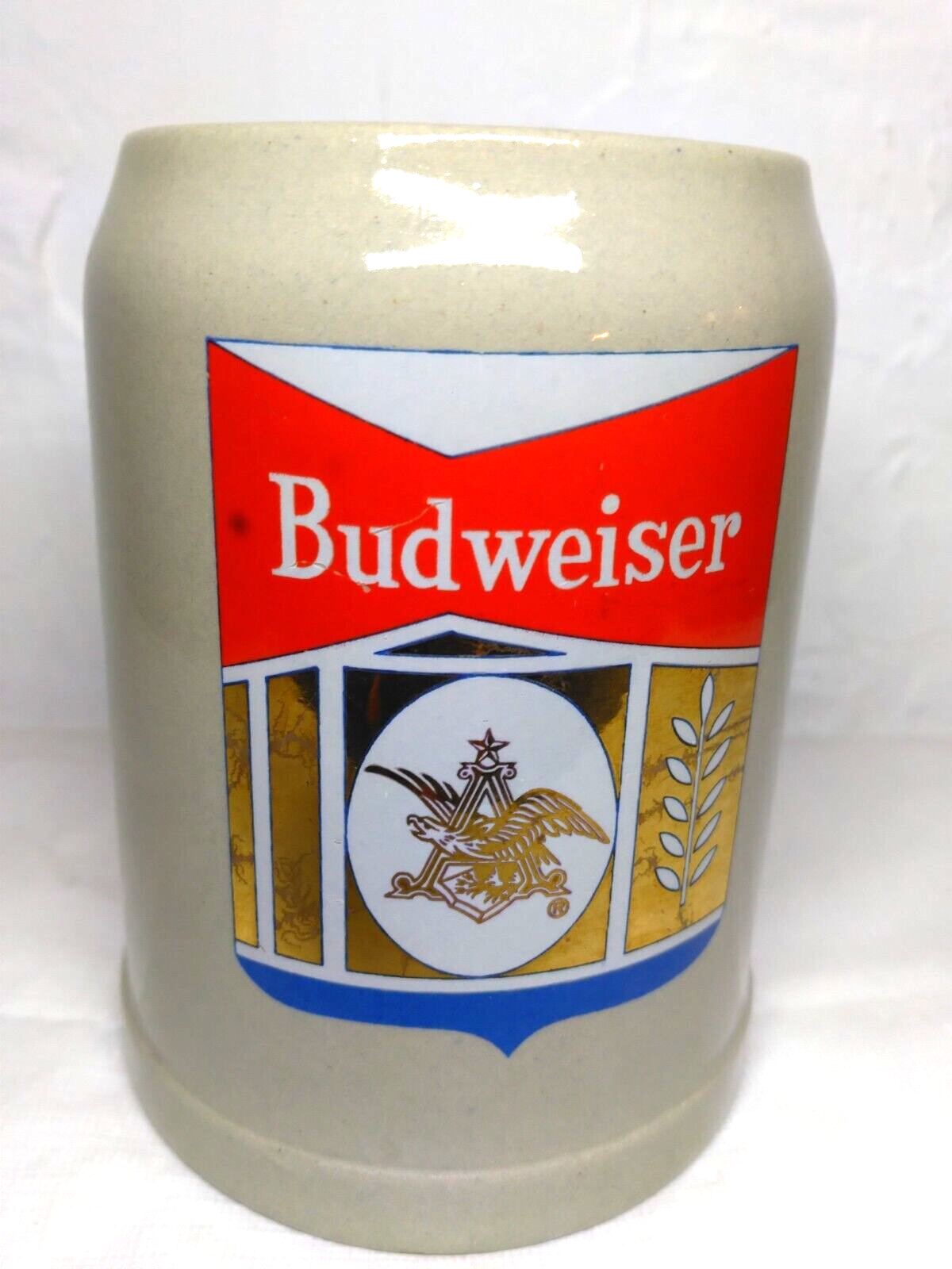 Budweiser HEAVY Ceramic/Porcelain Beer Mug - Shield Logo - Gerz/ Cermany .5 L - $17.98