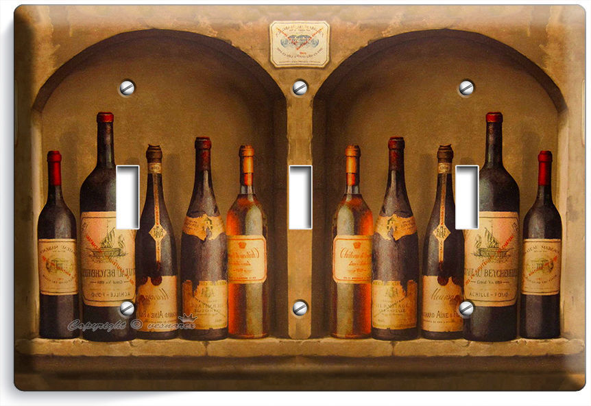 TUSCAN KITCHEN ITALIAN DINING WINE BOTTLES TRIPLE LIGHT SWITCH WALL PLATE COVER