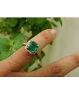 0.80 Ct H-I/SI1 Natural Certified Diamond &amp; Real Emerald Women&#39;s Ring 18... - £2,505.79 GBP