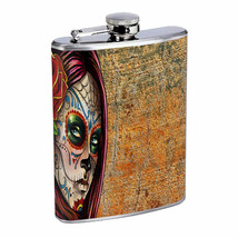 Sugar Skull D23 8oz Hip Flask Stainless Steel Day of the Dead Los Muertos Art - £11.63 GBP
