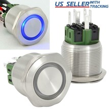 25Mm Latching Push On Power Switch Stainless Steel W/ Blue Led Waterproof - £20.39 GBP
