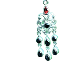 Sterling Silver LAVALIER Garnet Onyx Chandelier Drop on 16” Box Link Chain - £43.19 GBP