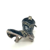 Vintage Sterling Judith Jack Art Deco Enamel Marcasite Cowboy Boot Pin Brooch - £51.42 GBP