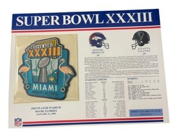 Super Bowl Xxxiii 1999 Broncos Vs Falcons Official Sb Nfl Patch Card - £14.98 GBP