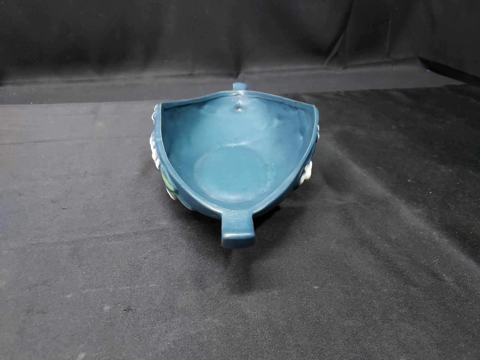 1940s Roseville Pottery Blue Snowberry Console Dish Double Handles # 18L1-10 Item image 5